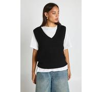 Boohoo Boxy Fitted Knitted Vest In Black black
