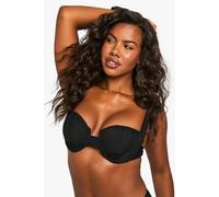 boohoo Women's Bridal Organza Tie Shoulder Underwired Bikini Top in Black | Size: 10