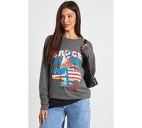 Boohoo Bruce Springsteen License Long Sleeve T-Shirt In Charcoal charcoal
