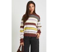 Boohoo Brushed Knit Multi Stripe Oversized Crew Neck Jumper multi S
