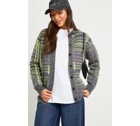 Boohoo Brushed Knit Oversized Check Cardigan In Khaki khaki L