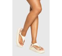 Boohoo Buckle Detail Flatform Sandals In Cream cream 7