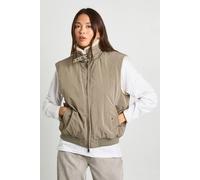 Boohoo Buckle Detail Funnel Neck Faux Fur Lined Gilet In Khaki khaki 8