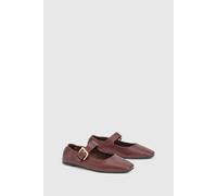 Boohoo Buckle Detail Mary Jane Flats In Burgundy burgundy 3