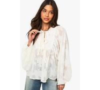 Boohoo Burnout Floral Angel Sleeve Blouse In Cream cream 12