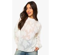 Boohoo Burnout Floral Pleated Blouse In Ivory ivory 12