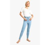 Boohoo Butt Shaper High Rise Skinny Jeans In Light Blue light blue 8