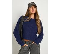 Boohoo Cable Knit Cardigan In Navy navy XL