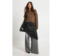 Boohoo Cable Knit Crop Jumper In Chocolate chocolate M