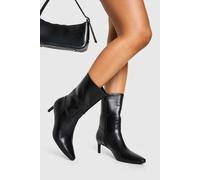 Boohoo Calf High Low Heeled Pointed Boots In Black black 6