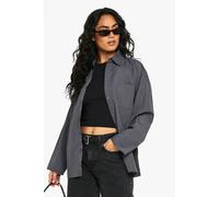 Boohoo Casual Woven Oversized Shirt In Charcoal charcoal 6