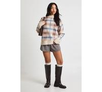 Boohoo Check All Over Print Knitted Jumper In Blue blue S