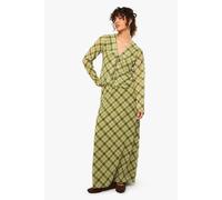 Boohoo Check Print Tie Front Top & Maxi Skirt Co-Ord In Green green 10