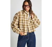 Boohoo Check Teddy Zip Bomber Jacket In Green green 10