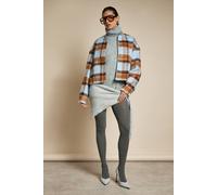 Boohoo Check Wool Look Bomber Jacket In Blue blue 12