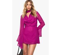 Boohoo Chiffon Cowl Neck Mini Dress In Magenta magenta 8
