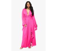 Boohoo Chiffon Cut Out Maxi Dress In Bright Pink bright pink 12