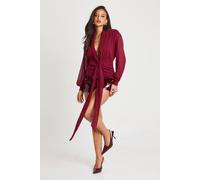 Boohoo Chiffon Draped Blouse In Wine wine 8