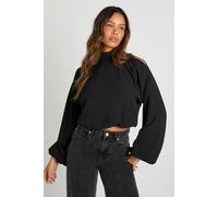 Boohoo Chiffon Halterneck Cold Shoulder Batwing Blouse In Black black 14