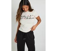 Boohoo Christmas 'spicy Marg' Graphic Modal Baby Tee & Trousers Pyjama Set In Black black 14