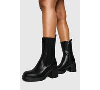 Boohoo Chunky Block Heeled Chelsea Boots In Black black 4