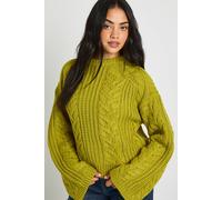 Boohoo Chunky Cable Knit Jumper In Chartreuse chartreuse M