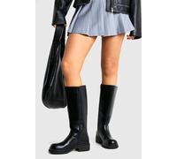 Boohoo Chunky Column Knee High Boots In Black black 6