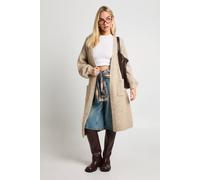 Boohoo Chunky Knit Oversized Maxi Cardigan In Stone stone M