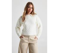 Boohoo Chunky Textured Knit Crew Neck Boxy Jumper In Cream cream S