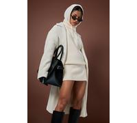 Boohoo Cinched Hem High Neck Knitted Mini Dress In Cream cream M