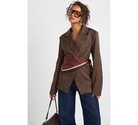 Boohoo Cinched Tailored Blazer In Coffee coffee 14