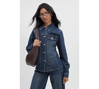 Boohoo Cinched Waist Seam Detail Denim Jacket In Dark Blue dark blue 12