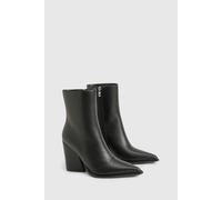 Boohoo Clean Western Heeled Cowboy Boots In Black black 7