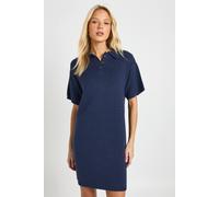 Boohoo Collared Button Down Oversized Knitted Dress In Navy navy S