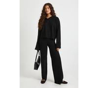 Boohoo Collared Button Down Oversized Knitted Jumper And Straight Leg Trouser Co-Ord In Black black XL