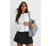 Boohoo Collared Button Down Oversized Knitted Jumper In Baby Blue baby blue S