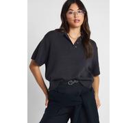 Boohoo Collared Button Down Oversized Knitted Top In Charcoal charcoal L