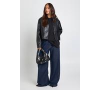 Boohoo Collared Button Up Faux Leather Jacket In Black black 8