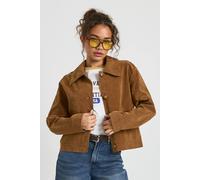 boohoo Women's Collared Button Up Suede Look Jacket in Tan | Size: 14