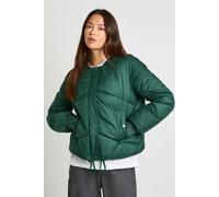 Boohoo Collarless Puffer Jacket In Green green 8