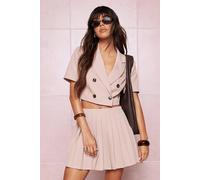 boohoo Women's Contrast Button Cropped Blazer in Rose | Size: 14