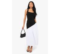 Boohoo Contrast Drop Hem Midaxi Dress In Black black 8