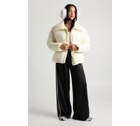 Boohoo Contrast Rib Collar Puffer Jacket In Ecru ecru 10