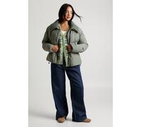 Boohoo Contrast Rib Collar Puffer Jacket In Khaki khaki 16