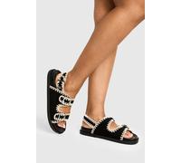 Boohoo Contrast Stitch Woven Dad Sandals In Black black 3