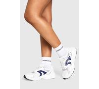 boohoo Women's Contrast Stripe Chunky Sports Trainers in Navy | Size: 4