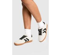 boohoo Women's Contrast Stripe Flat Trainers in Ecru | Size: 4
