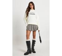 Boohoo Copenhagen Crew Neck Embroidered Knitted Jumper In Cream cream S