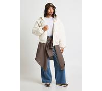 Boohoo Cord Hooded Puffer In Ecru ecru 16