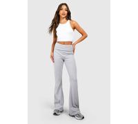 Boohoo Cotton Jersey Folded Waistband Yoga Flares In Grey Marl grey marl 10